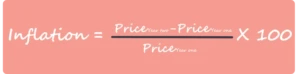 Inflation = (Price year two - Price year one) / Price year one x100